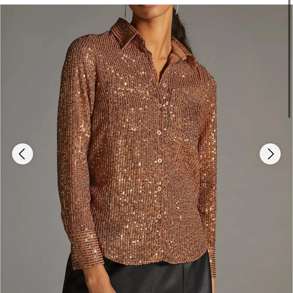 Anthro sequins bottom shirt, size XS, new